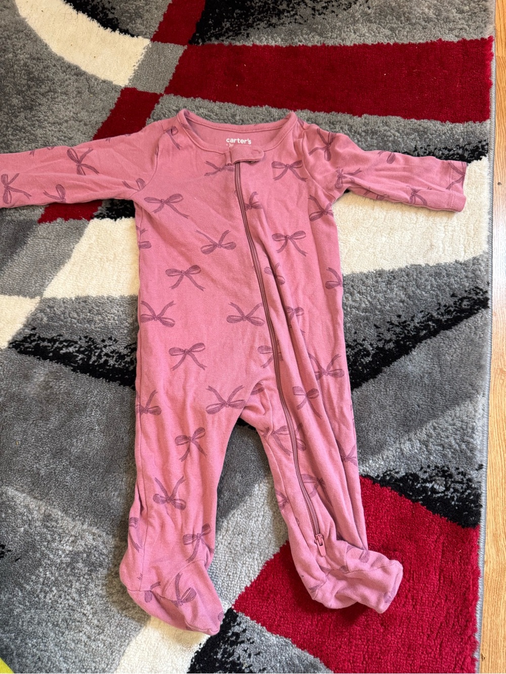 Carter's Mauve Pink Bow-Print Footed One-Piece
